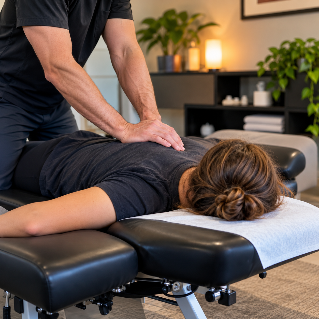 A calming chiropractic adjustment as part of holistic wellness care