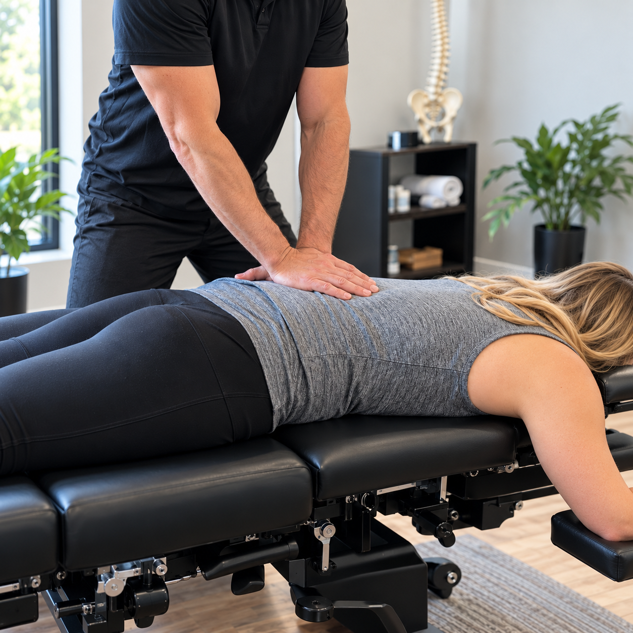 A gentle chiropractic adjustment for lower back pain